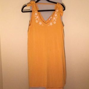 Small yellow embroidered shift dress